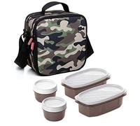 Tatay 1167517 Urban Food Casual, Bolsa Térmica Porta Alimentos, 3 l de Capacidad con 4 Tuppers Herméticas (2 x 0.5 l, 2 x 0.2 l), Color Camuflaje, Medidas 22.5 x 10 x 22 cm