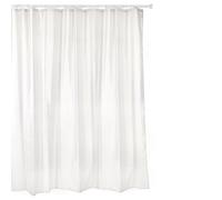 Tatay Cortina de baño de Polyester hidrofugado, Lavable, Evita la Humedad, en Color Blanco, Acabado Satinado. Incluye Anillas