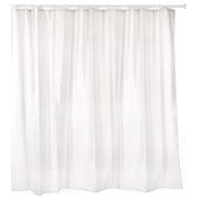 Tatay Cortina de baño de Polyester hidrofugado, Lavable, Evita la Humedad, en Color Blanco, Acabado Satinado. Incluye Anillas
