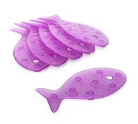 TATAY 5515005 - Pack de 6 pegatinas antideslizantes para ducha o bañera, diseño de peces, color berenjena