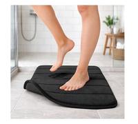 Tatay Alfombra de Baño Nuvola, 100% Microfibra, Antideslizante, Absorvente, Secado Rápido, Suave, Efecto Memoria, Apto Lavadora, Negro, Medidas 40 x 60 cm