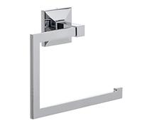 TATAY Aro Toallero Baño Sin Taladro o con Taladro | Incluye Fijador KitGlue&Fix (resiste hasta 5kg) y Tornillos | Acero Inoxidable | Moderno | 20 x 6,5 x 16 cm - Modelo Iconik - Metalizado