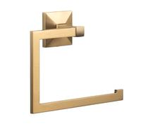 TATAY Aro Toallero Baño Sin Taladro o con Taladro | Incluye Fijador KitGlue&Fix (resiste hasta 5kg) y Tornillos | Acero Inoxidable | Moderno | 20 x 6,5 x 16 cm - Modelo Iconik - Oro