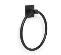 TATAY Aro toallero de baño, de la colección de accesorios de baño NERO, Acero Inoxidable y Zamak, Doble Sistema de fijación con Tornillos y Glu fix, Hasta 10Kg, Toallero Negro. 19,5 x 5 x 22 cm