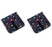 Tatay Bolsa Reutilizable Bocadillo - Urban Food Textil Pocket | Porta Sandwich Ajustable con Velcro | Forro Interior PEVA Impermeable | Libre de BPA | 18x0,3x18 cm, Planetas Azul (Paquete de 2)