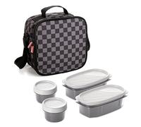 TATAY Bolsa térmica porta alimentos Urban Food Casual 3L 4 fiambreras (2x0,5L+2x0,2L) Ajedrez