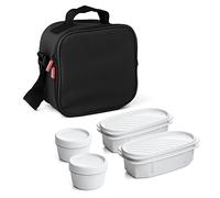 Tatay Bolsa Termica Porta Alimentos Impermeable - Urban Food Casual 3L | 4 Fiambreras: 2x0,5L + 2x0,2L | Triple Capa Aislante | Cuerpo Semirrígido | Bolsillo Interior | 22,5x10x22cm, Negro