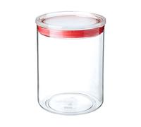 Tatay Bote de Cocina, 1.5L de Capacidad, Hermético, Libre de BPA, Apto Lavavajillas, Transparente - Rojo. Medidas 12.5 x 12.5 x 17 cm