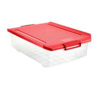 TATAY Caja Almacenaje Bajocama con Tapa, 32L de Capacidad, con Asas y Ruedas, Tapa 100% Materiales reciclados, Libre de BPA, Rojo. Medidas 40 x 57 x 18 cm