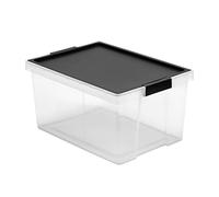TATAY Caja Almacenaje Multiusos con Tapa, 35L de Capacidad, con Asas, Tapa PP Reciclada, Transparente, Libre de BPA, Negro. Medidas 37 x 51 x 26 cm