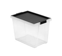 Tatay Caja Almacenaje Multiusos con Tapa, 15L de Capacidad, con Asas, Tapa PP Reciclada, Transparente, Libre de BPA, Negro. Medidas 25 x 36 x 26 cm