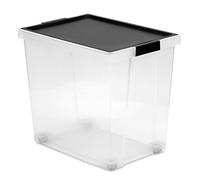 Tatay Caja almacenaje Style 60 L - Tapa con bisagra, ruedas y asas, apilable, libre de BPA - Negro