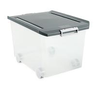 Tatay Caja Almacenaje Plastico 60 L Multiusos | Tapa con Bisagra y Ruedas Incluidas | Asas Ergonómicas en ABS | Diseño Apilable y Resistente | Plástico Libre de BPA | 40x56,5x36,2 cm, Gris