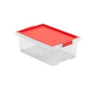 Tatay Caja de Almacenamiento con Tapa, Capacidad de 7 l, con Asas, Tapa de Polipropileno Reciclado, Transparente, Libre de BPA, Rojo. Medidas 25 x 36 x 13 cm