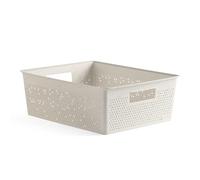 TATAY Caja Organizadora Rectangular 12L Bohol, de Polipropileno, Libre de BPA, Plástico 100% Reciclado. Beige Ecohome. Medidas 30 x 39 x 13,5 cm
