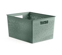 Tatay Caja Organizadora Rectangular 20L Bohol, de Polipropileno, Libre de BPA, Plástico 100% Reciclado. Verde. Medidas 30 x 39 x 21,5 cm