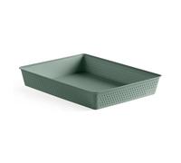 Tatay Caja Organizadora Bohol Libre de BPA Diseño Minimalista Funcional | Caja Organizadora | Medidas 26,5x35x5,5 cm | Plástico Reciclado | Orden Hogar y Oficina | Cesta Almacenaje Plástico, Verde