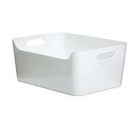 Tatay Caja Organizadora Cesta Almacenaje Plástico Diseño Minimalista | Caja Organizadora | Capacidad 10 L | Medidas 34,5x25x14,5 cm | Plástico Resistente Libre BPA | Asas Integradas, Blanco