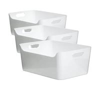 Tatay Caja Organizadora Rectangular 10L de Capacidad, de Polipropileno, Libre de BPA, Blanco. Medidas 34,5 x 25 x 14,5 cm (Paquete de 3)