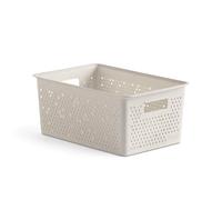Tatay Caja Organizadora Rectangular 4L Bohol, de Polipropileno, Libre de BPA, Plástico 100% Reciclado. Beige Ecohome. Medidas 17 x 27 x 11,5 cm