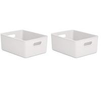 Tatay Caja Organizadora Rectangular Baobab, 15L de Capacidad, de Polipropileno, Libre de BPA, Color Blanco Pergamón, Medidas 29.4 x 38.5 x 16 cm (Paquete de 2)