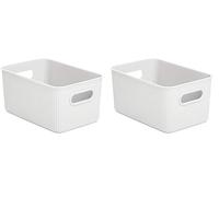 Tatay Caja Organizadora Rectangular Baobab, 5L de Capacidad, de Polipropileno, Libre de BPA, Color Blanco Pergamón, Medidas 18.1 x 27.2 x 13 cm (Paquete de 2)