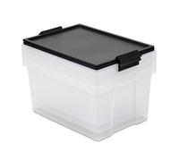 Tatay Cajas Almacenaje Plástico 35 L Multiusos 37x51x26 cm Tapa con Bisagra | Cajas Almacenaje Plástico 35 L | Set de 3 Piezas | Capacidad 35 L | Diseño Apilable | Plástico Libre de BPA, Negro