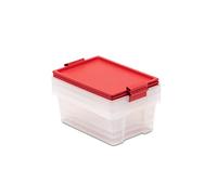 Tatay Lote 3 Cajas de Almacenaje con Tapa, 7L de Capacidad, con Asas y Ruedas, Tapa 100% Materiales reciclados, Libre de BPA, Rojo. Medidas 25 x 36 x 13 cm
