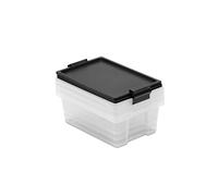 Tatay Lote 3 Cajas de Almacenaje con Tapa, 7L de Capacidad, con Asas, Tapa 100% Materiales reciclados, Libre de BPA, Negro. Medidas 25 x 36 x 13 cm