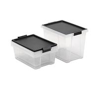 TATAY Lote 3 Cajas de Almacenaje con Tapa, 2 x 7L, 1 x 15L, con Asas, Tapa 100% Materiales reciclados, Libre de BPA, Negro. Medidas 25 x 36 x 29 cm
