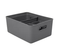 Tatay Set de 4 Cajas Organizadoras Baobab, de Polipropileno, Libre de BPA, Color Gris Antracita, Grande, (1 x 15L, 1 x 5L, 2 x 1,5L)