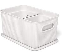 Tatay Cajas organizadoras Baobab – Set 3 con tapa, Polipropileno libre de BPA, Blanco Pergamon
