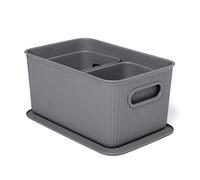 Tatay Set 3 Cajas Organizadoras Baobab – 5L + 2×1,5L con tapa, polipropileno libre de BPA, gris