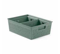 Tatay Set de 3 Cajas Organizadoras Rectangulares Bohol (2 x 4L + 1 x 12L) de Polipropileno, Libre de BPA, Plástico 100% Reciclado. Verde. Medidas 30 x 39 x 13,5 cm