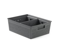 TATAY Set de 3 Cajas Organizadoras Rectangulares Bohol (2 x 4L + 1 x 12L) de Polipropileno, Libre de BPA, Plástico 100% Reciclado. Gris Antracita. Medidas 30 x 39 x 13,5 cm