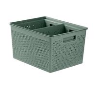 Tatay Set de 4 Cajas Organizadoras Rectangulares Bohol (2 x 4L / 1 x 12L / 1 x 20L) de Polipropileno, Libre de BPA, Plástico 100% Reciclado. Verde. Medidas 30 x 39 x 21,5 cm