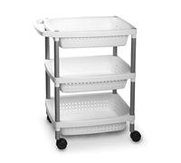 Tatay Carrito de verdulero de 3 Niveles, Color Blanco Mate, con Ruedas y 3 cestas extraibles, Fabricadas en Material plástico Libre de BpA