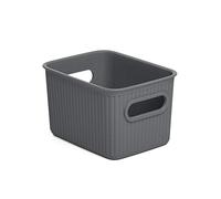 Tatay Caja Organizadora Rectangular Baobab, 1.5L de Capacidad, de Polipropileno, Libre de BPA, Color Gris Antracita, Medidas 12.5 x 16.4 x 10 cm