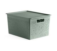 Tatay Cesta Almacenaje Plastico 20 L Bohol | Caja Organizadora con Tapa | Ventilación Óptima | Sistema Modular Apilable | Asas Integradas | Plástico Reciclado Libre BPA | 30x39x21,5 cm, Verde