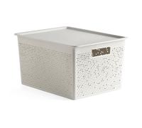 Tatay Set de Caja Organizadora Rectangular 20L y Tapa Bohol, de Polipropileno, Libre de BPA, Plástico 100% Reciclado, Blanco, Medidas 30,5 x 39,5 x 22 cm