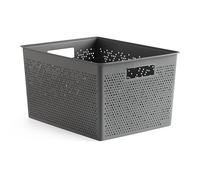 Tatay Caja Organizadora Rectangular 20L Bohol, de Polipropileno, Libre de BPA, Plástico 100% Reciclado. Gris Antracita. Medidas 30 x 39 x 21,5 cm
