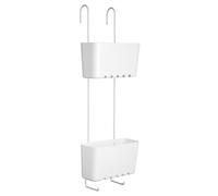 Tatay Cesta de Ducha 20x13x59 cm Fácil de Limpiar Fácil Instalación | Cesta Ducha | 100% Inoxidable | Sin Taladro | Colgador Ducha 2 Alturas | Resiste Humedad y Corrosión | Fácil Limpieza, Blanco