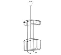 Tatay Cestillo ducha 2 alturas – Metal cromado, 100% inoxidable, sin taladro – 22,5x9x60 cm
