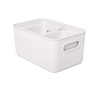 Tatay Cestas Almacenaje Plastico Baobab | Set de 3 Cajas Organizadoras | Asas Integradas | Diseño Compacto y Versátil | Plástico Reciclado Libre de BPA | 18,7x27,8x13,3 cm, Blanco