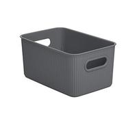 Tatay Cestas Almacenaje Plastico Baobab | Set de 4 Cajas Organizadoras | Asas Integradas | Diseño Compacto y Versátil | Plástico Reciclado Libre de BPA | 18,1x27,2x13 cm, Gris