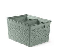 Tatay Set de 4 Cajas Organizadoras Rectangulares Bohol (2 x 4L / 1 x 12L / 1 x 20L) de Polipropileno, Libre de BPA, Plástico 100% Reciclado. Verde. Medidas 30 x 39 x 21,5 cm