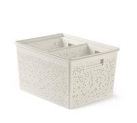 TATAY Set de 4 Cajas Organizadoras Rectangulares Bohol (2 x 4L / 1 x 12L / 1 x 20L) de Polipropileno, Libre de BPA, Plástico 100% Reciclado. Beige Ecohome. Medidas 30 x 39 x 21,5 cm