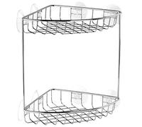 Tatay Cestillo rinconero Dos Alturas, metálico con ventosas, 100% Inoxidable. Se Puede también Fijar con Tornillos