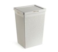 TATAY Cesto de Ropa Bohol, con Tapa, 60L de Capacidad, de Polipropileno, Libre de BPA, Plástico 100% Reciclado, Blanco. Medidas: 41 x 33 x 50 cm
