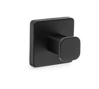 TATAY Colgador de baño, de la colección de accesorios de baño NERO, Acero Inoxidable y Zamak, Doble Sistema de fijación con Tornillos y Glu fix, Hasta 10Kg, Colgador Negro. Medidas 6 x 4,6 x 6 cm